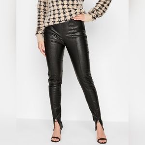 Tall Black Croc Faux Leather Trousers